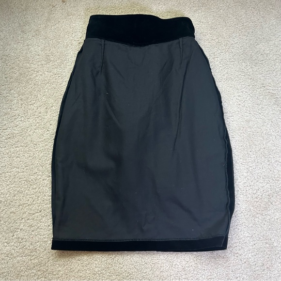 Italian VTG 80s high-low Skirt Black Velvet Purple Taffeta Asymmetrical Ruffle S - Picture 8 of 9